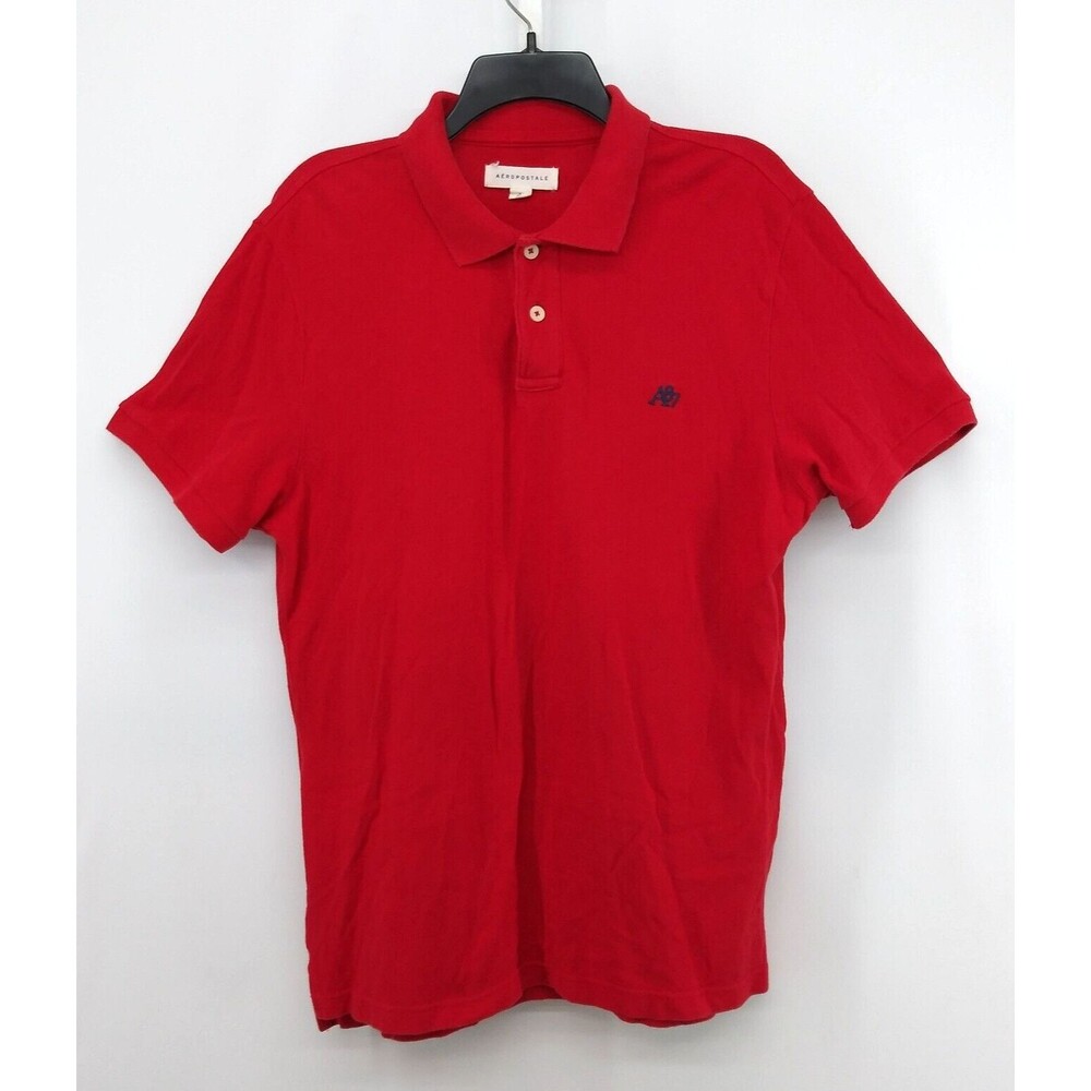 Aeropostale Polo Shirt Mens Size L Red Short Sleeve Logo Rugby Golf Preppy